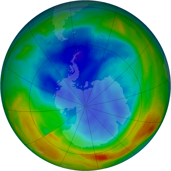 Antarctic ozone map for 05 August 1996